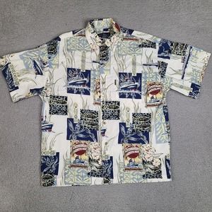 Sportif Shirt‎ Mens Medium Hawaiin Pacific Lines Print All Over Cruise Cotton